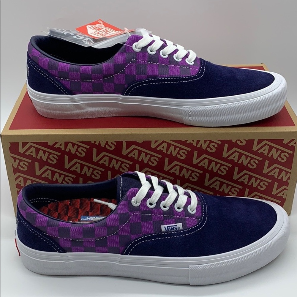 VANS ERA PRO BAKER KADER/Purple Checkerboard Men’s - Picture 3 of 16